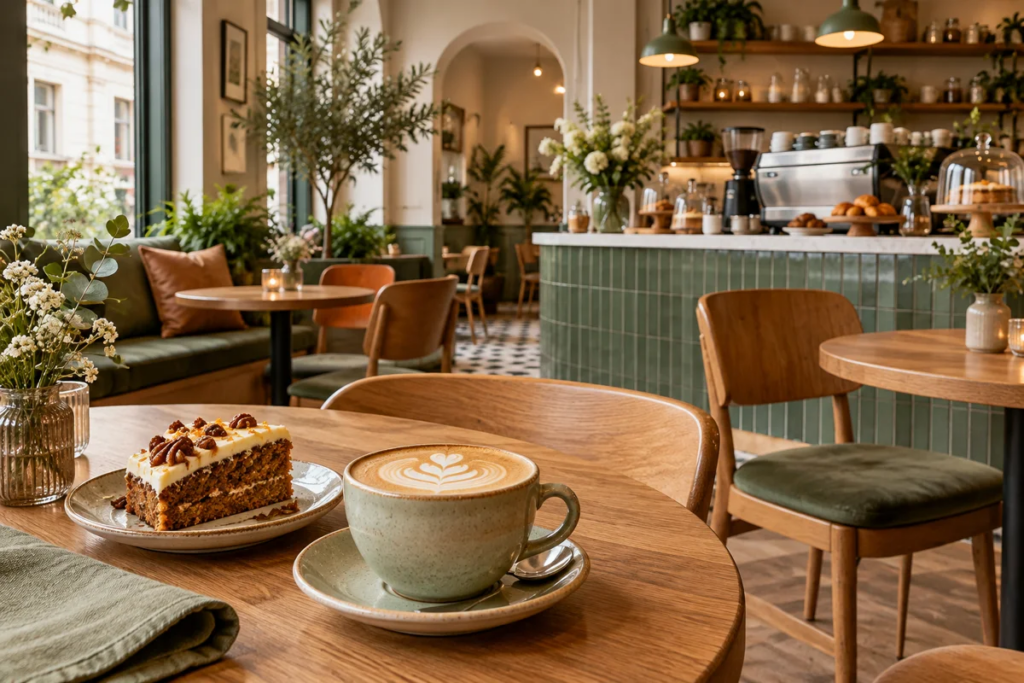KI-generiertes Café als fiktives Premium-Muster